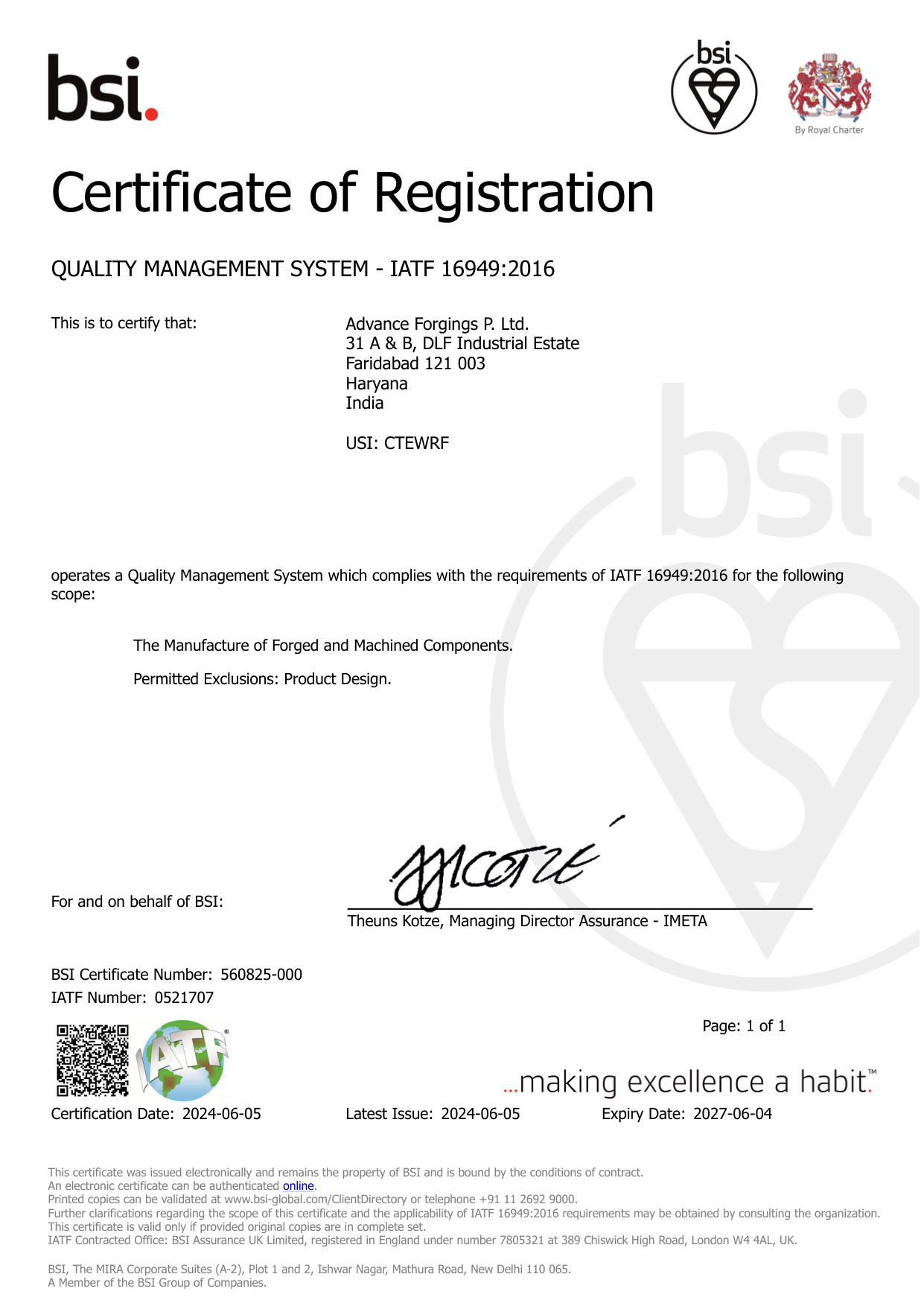 IATF Certificate